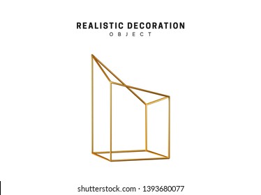 Goldenes geometrisches 3D-Objekt einzeln auf weißem Hintergrund