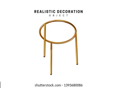 Golden geometric 3d object isolated on white background