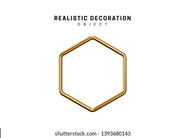 Golden geometric 3d object isolated on white background