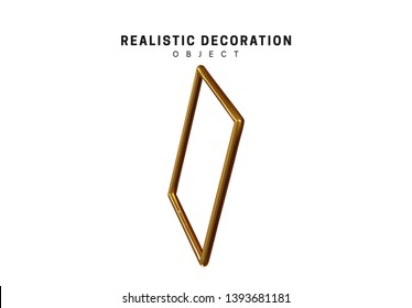 Golden geometric 3d object isolated on white background