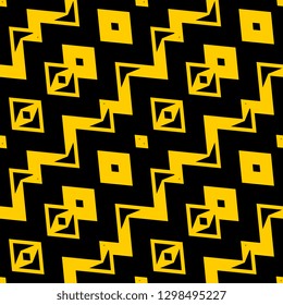 Golden geometric abstract background with seamless pattern of traditional ornamental shape black and yellow colors vector illustration