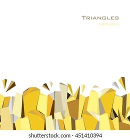 Golden geometric abstract  bottom border design on white background. Horizontal gold vector illustration stock vector.