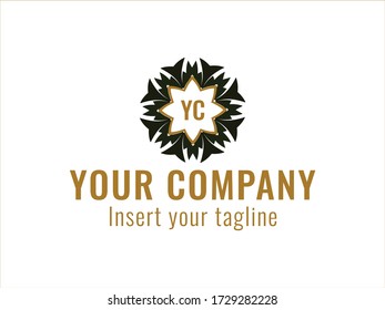 Golden geometric abstract logo for commercial use. vector.