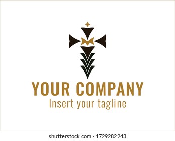 Golden geometric abstract logo for commercial use. vector.