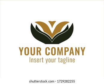 Golden geometric abstract logo for commercial use. vector.