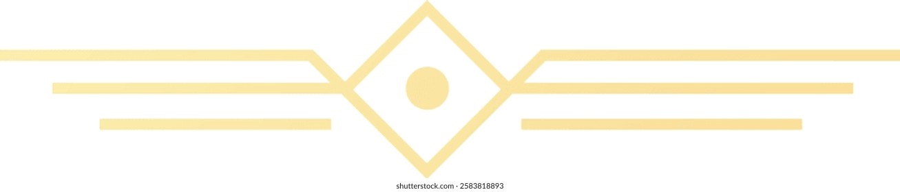 Golden geometric abstract logo featuring a diamond shape with a central circle and three horizontal lines on each side, exuding balance and sophistication for modern brands