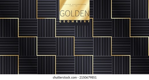 Patrón abstracto geométrico dorado. Lujoso adorno lineal dorado. Diseño de primera calidad para papeles pintados, tejidos de seda y decoración. Ilustración vectorial.