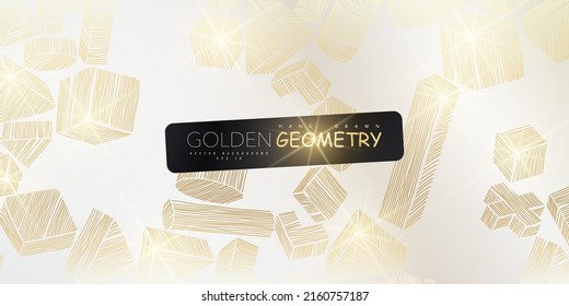 Golden geometric abstract pattern. Luxurious golden linear ornament. Premium design for wallpapers, silk fabrics and decorations. Vector illustration.
