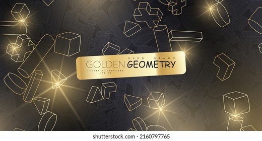 Golden geometric abstract pattern. Luxurious golden linear ornament. Premium design for wallpapers, silk fabrics and decorations. Vector illustration.