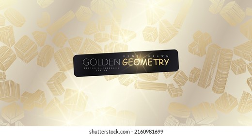 Golden geometric abstract pattern. Luxurious golden linear ornament. Premium design for wallpapers, silk fabrics and decorations. Vector illustration.