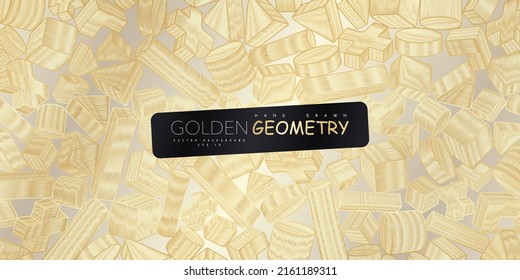 Golden geometric abstract pattern. Luxurious golden linear ornament. Premium design for wallpapers, silk fabrics and decorations. Vector illustration.