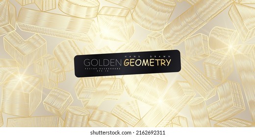 Golden geometric abstract pattern. Luxurious golden linear ornament. Premium design for wallpapers, silk fabrics and decorations. Vector illustration.