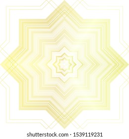 Golden geometric abstract seamless pattern. Gold polygons on a white background for wallpaper, posters, wrapping paper, textile. Subtle metal sparkling line art in arabic style. Vector illustration