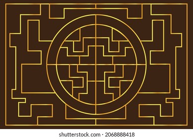 golden geometric background, art deco shape