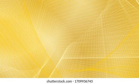 Golden, geometric background consisting of various abstract randomly arranged lines with place for your text
