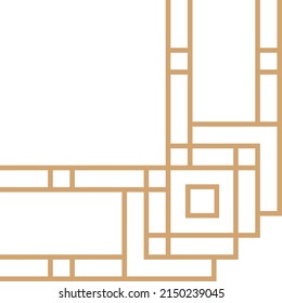 Golden geometric corner. Decorative vintage border element