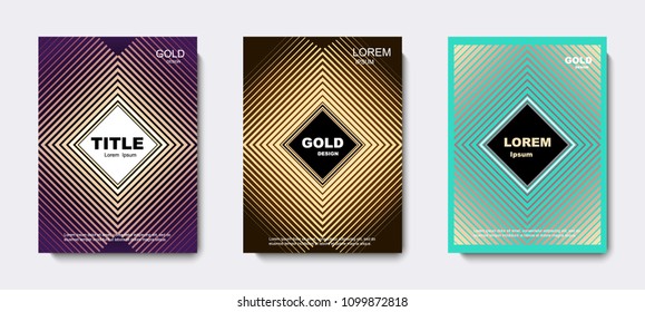 Golden geometric cover design. banners. vector illustration