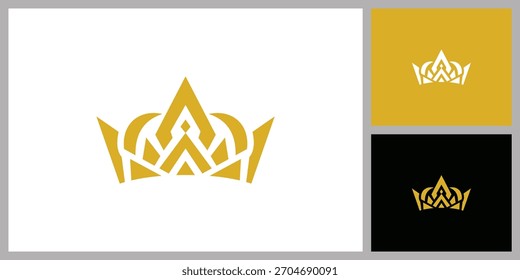 Vector geométrico de oro de la corona para la marca real y de lujo