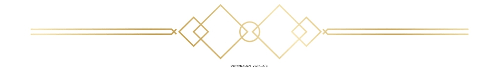 Golden geometric divider forming an elegant and minimalist design, perfect for wedding invitations, branding, and luxury projects, featuring rhombuses, circles, and lines on a white background