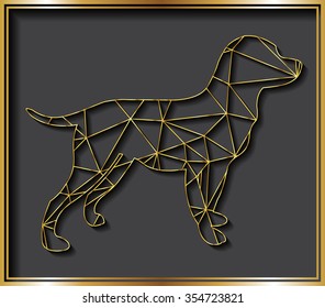 Golden geometric dog.Vector illustration.