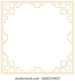 Golden geometric frame, Chinese window, luxury border, elements