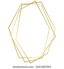 Golden Geometric Frame. Elegant Polygonal Border and Abstract Line Shape for Luxury Branding, Wedding Invitation, Logo, and Modern Graphic Design
