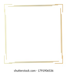 Marco geométrico dorado aislado en blanco - Plantilla de estilo Art Deco geométrico para tarjetas de invitación, volantes - Diseño de vectores de línea-arte
