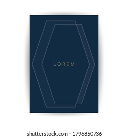 Goldener Geometrischer Rahmen, Zeilenmuster - minimalistischer Art-Deco-Stilvorlage für Einladungskarten, Flugblätter - Line Art Vectordesign auf dunklem Hintergrund