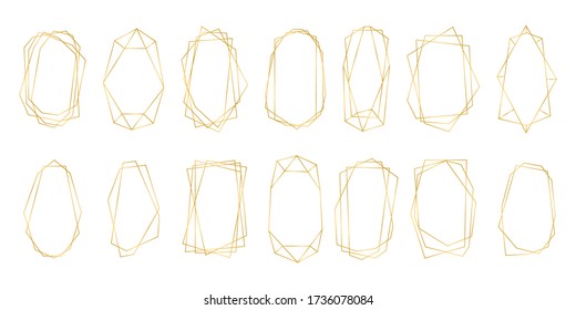 Golden Geometric Frames Collection Golden Polygonal Stock Vector Royalty Free