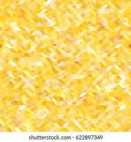 Golden geometric graphic design print, vector seamless pattern. Luxurious grid mosaic background with repeating triangles. Abstract stylish modern pattern design with gold square and triangle tiles.