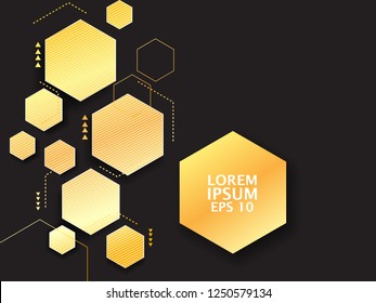 golden geometric hexagon vector template. abstract gold vector background.
