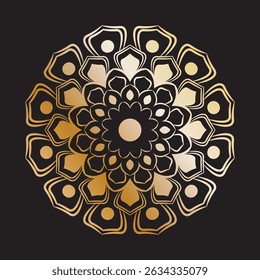 Golden Geometric Mandala Drawing Isolated 