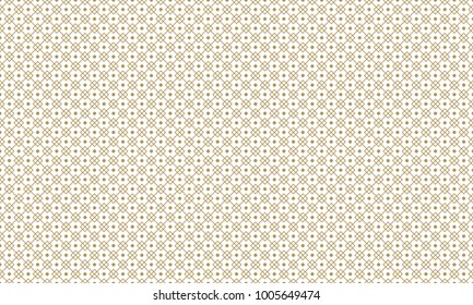 Golden Geometric Pattern 10v4, Increased. Seamless Golden Pattern with Lines, Rhombuses and Painted Circles on White Background. Can Use for Wrapping Paper, Textile and Gift Pack