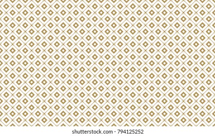 Golden Geometric Pattern 7v8, Increased. Seamless Golden Pattern with Serif Lines, Painted Rhombuses and Circles on White Background. Can Use for Wrapping Paper, Textile and Gift Pack