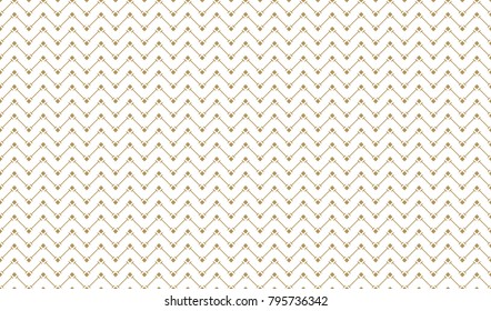 Golden Geometric Pattern 8v4, Increased. Seamless Golden Pattern with Zigzag of Serif Lines and Painted Rhombuses on White Background. Can Use for Wrapping Paper, Textile and Gift Pack