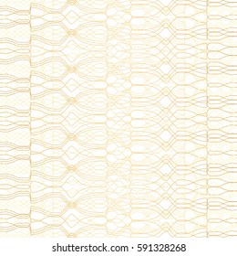 Golden Geometric Pattern on White Background. Vector Illustration.