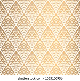Golden geometric pattern with rhombuses. Abstract seamless background. Vector illustration.