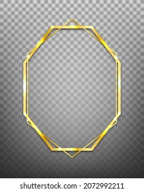 Golden geometric polygonal frame isolated on transparent background. Vector illurtation.