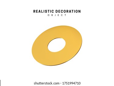 golden geometric round plate isolated on white background. decorative design elements. vector illustration