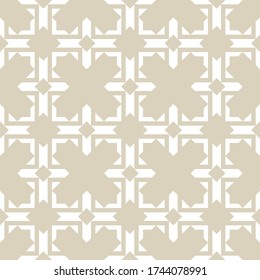 Patrón geométrico dorado sin fisuras al estilo asiático. Fondo ornamental abstracto vectorial. Elegante ornamento dorado y blanco. Textura gráfica de lujo con diamantes, cruces, rejilla, entramado. Repetir diseño