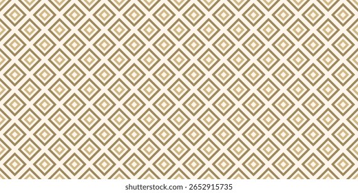 Padrão contínuo geométrico dourado com pequenos quadrados, contorno de losangos, grade. Ornamento vetorial abstrato. Fundo quadriculado estilo vintage retrô. Simples textura luxuosa. Projeto geográfico mínimo repetido