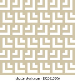 Golden geometric seamless pattern with squares, repeat tiles, lines, rectangles, grid. Abstract gold and white graphic texture. Vector geometrical background. Luxury minimal design for decor, print