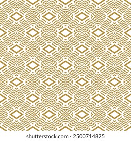 Golden geometric seamless pattern with tribal ethnic greece ancient style greek meander, rhombus, shapes, lines. Elegant greek background. Vector modern ornaments. Abstract design.  Endless texture.