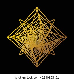 golden geometric shape design in vector form