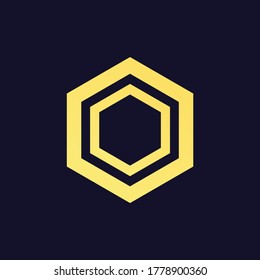 Forma geométrica dorada.  Hexágono abstracto simple y minimalista