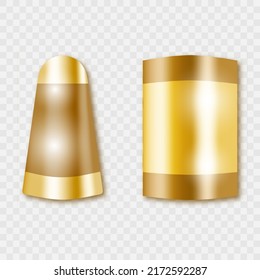 Golden Geometric Shapes Objects. Moderne Design-Elemente mit goldenem Farbverlauf. Einzeln metallische Goldformen.