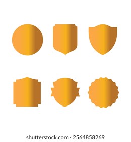 Golden Geometric Shapes and Shield Icons Set for Design Templates and Branding