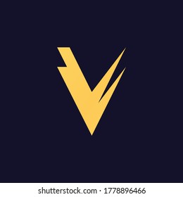 Golden geometric simple abstract minimalistic traingle business logo icon design, Letter V