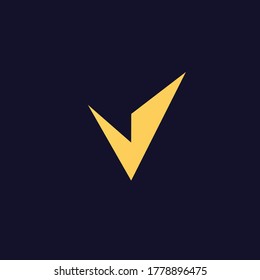 Golden geometric simple abstract minimalistic traingle business logo icon design, Letter V