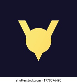 Golden geometric simple abstract minimalistic traingle business logo icon design, Letter V